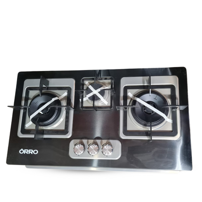 Three Burnur gas Cooktop With Glass Surface